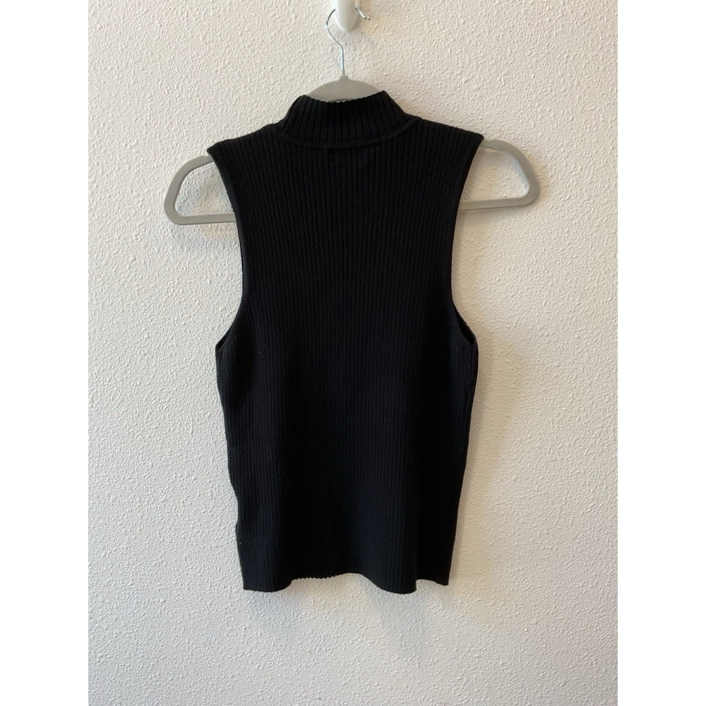 The Drop Womens Karolina Black Sleeveless Ribbed Mock-Neck Sweater Size XL